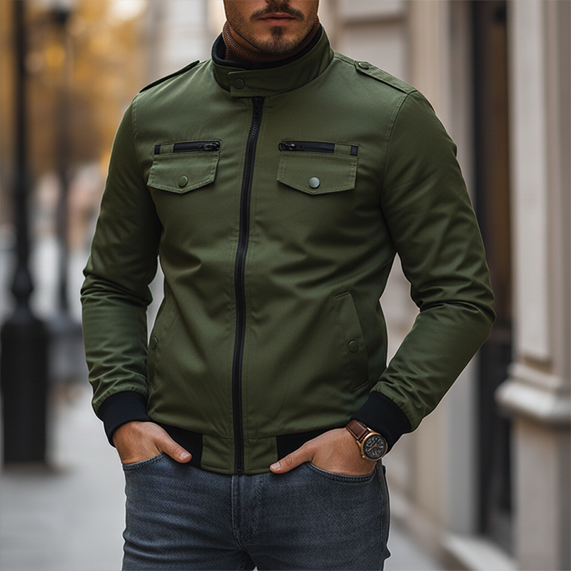 Men's Retro Cotton Blend Multi-Pocket Zipper Jacket MTA1913K3P