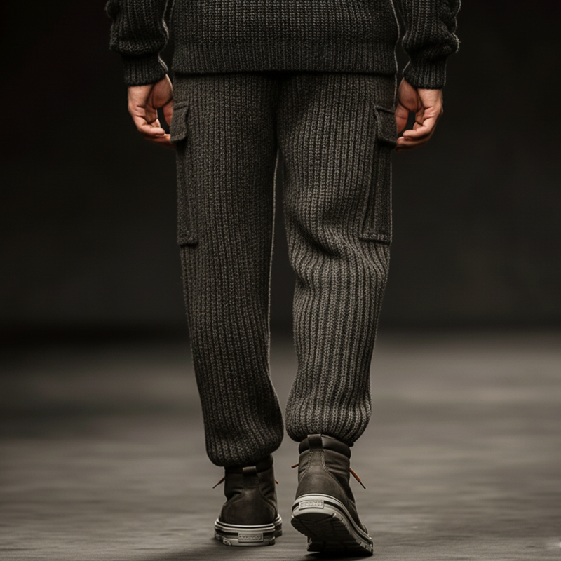 Men's Urban Casual Dark Gray Drawstring Knit Pants MTA1912K8U
