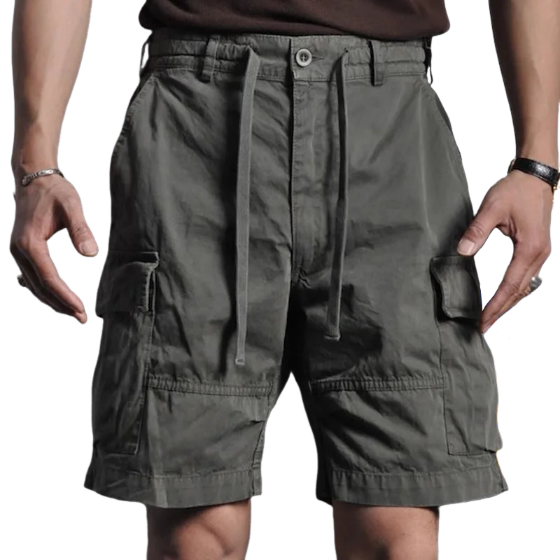 Men's Fashion Cotton Solid Multi-pocket Cargo Shorts MTA1371E3Z