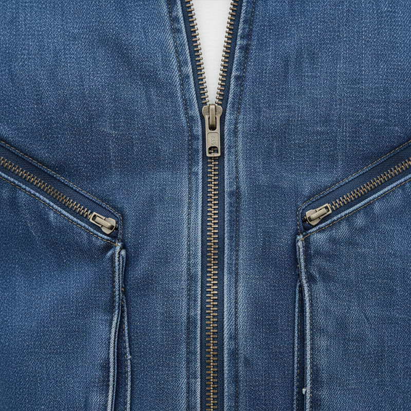 Men's Autumn And Winter Vintage Washed Large Pocket Denim Baseball Jacket MTA2342I1P