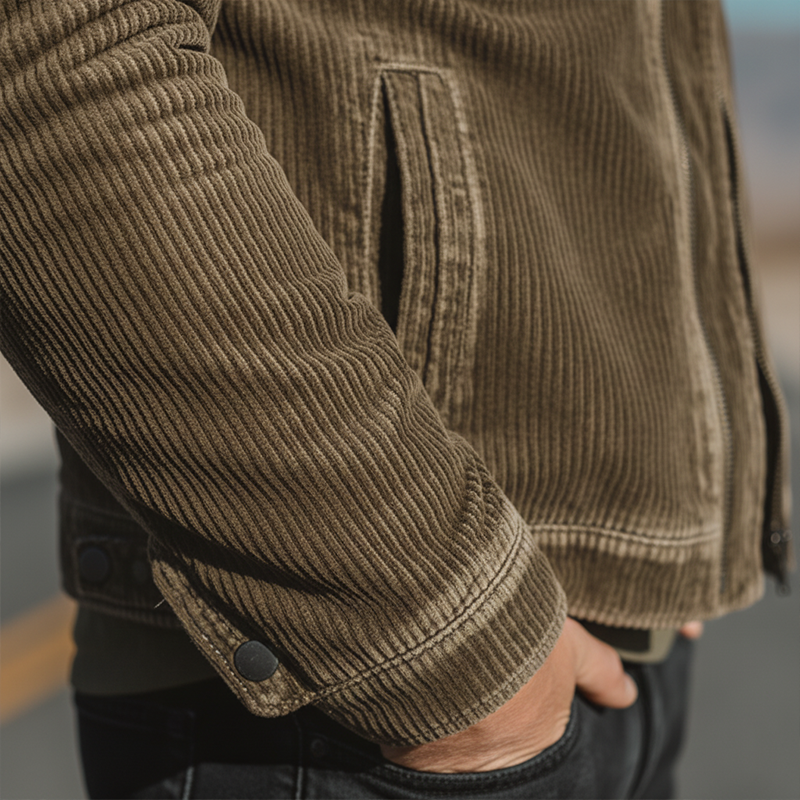 Men's Winter Fashion Washed Corduroy Fleece Detachable Collar Jacket MTA2525I9P