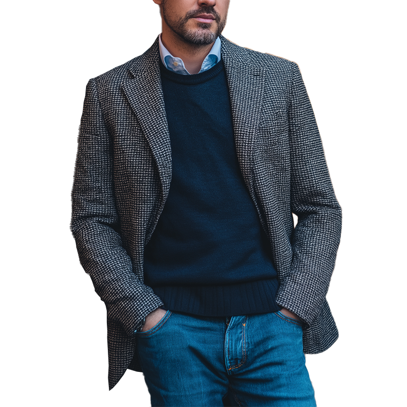 Men's Simple Retro Plaid Suit Jacket MTA2638H0P