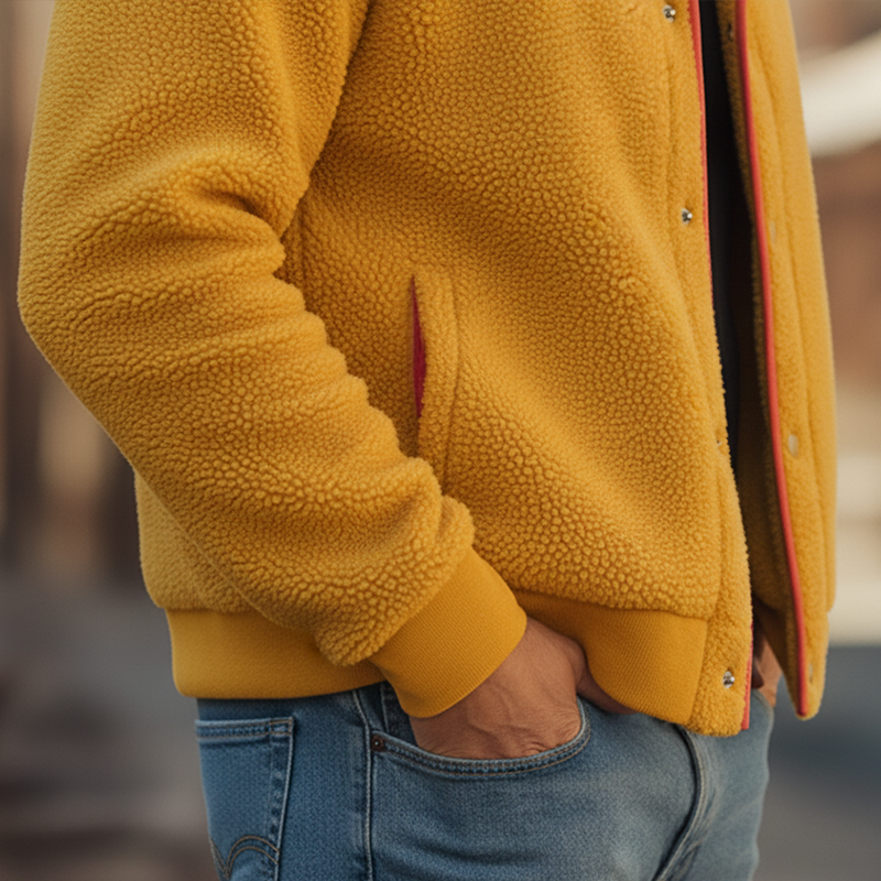 Men's Winter Retro Color-blocked Faux Lambskin Button Jacket MTA2597K5P