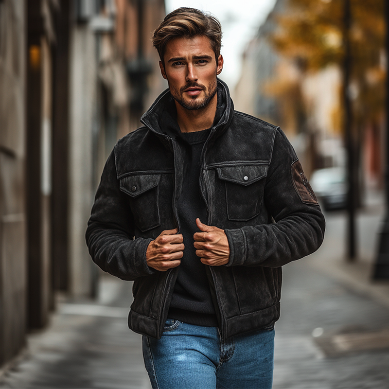 Men's Vintage Contrast Zip-Up Blend Jacket MTA2894I7X
