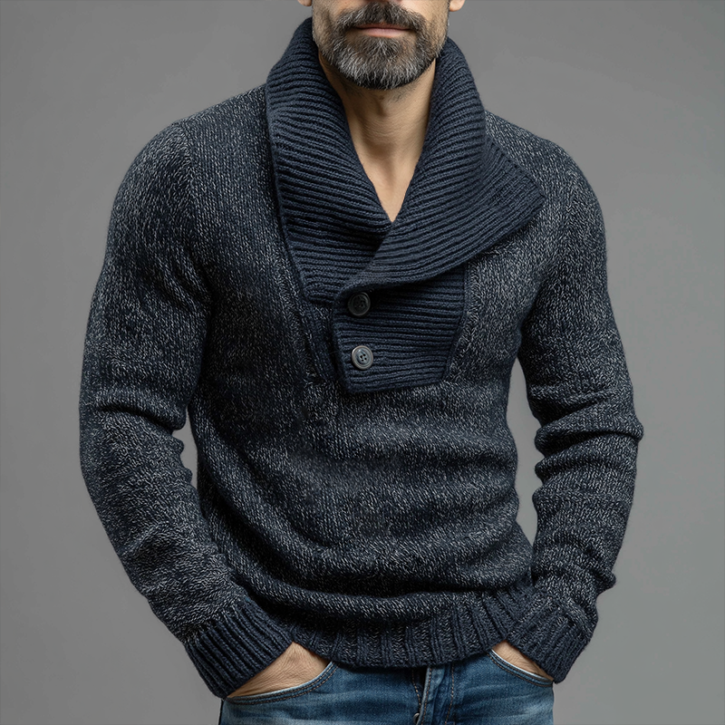 Men's Vintage Casual Knit Lapel Button Pullover Sweater MTA2193J0TO