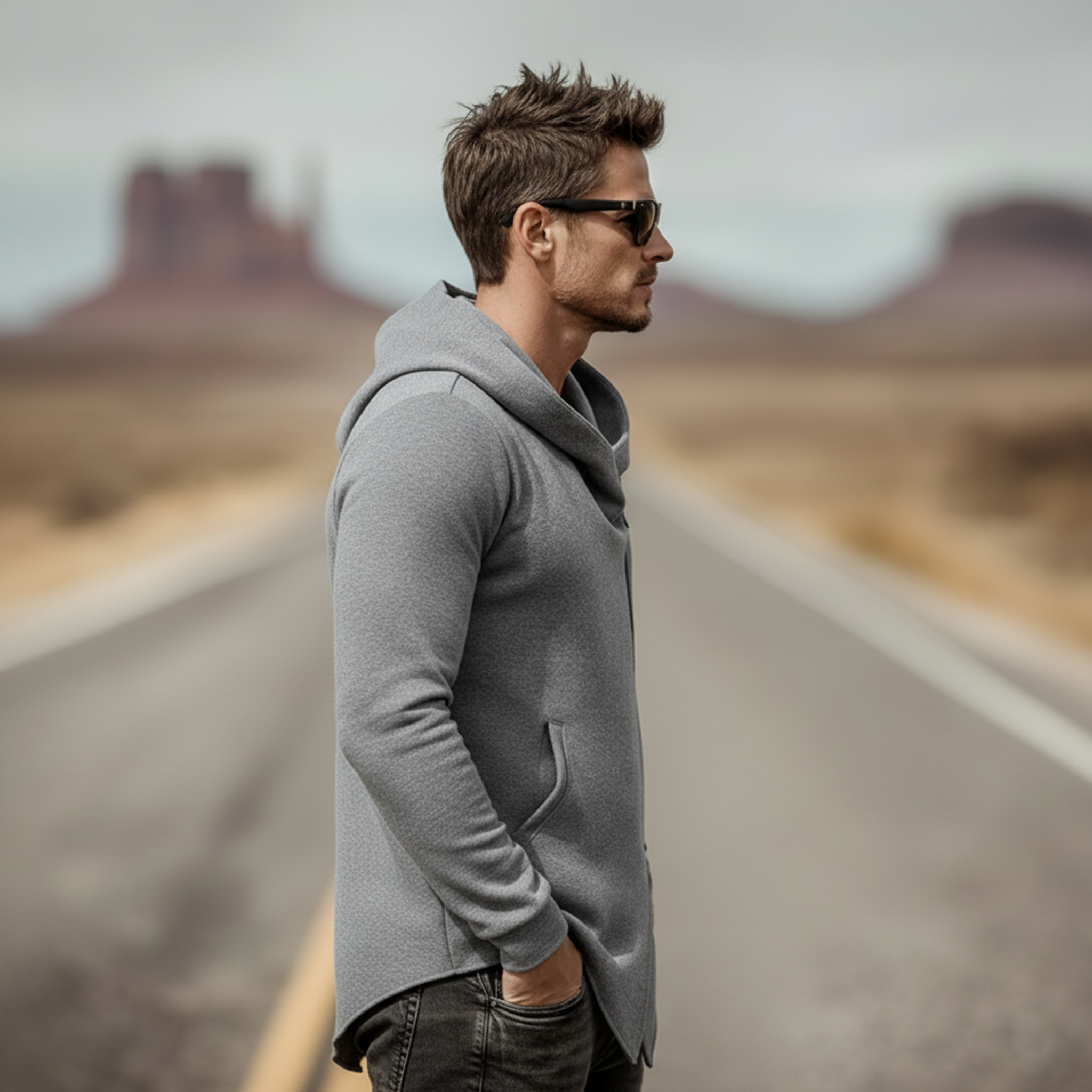 Men's Classic Casual Air-layer Fabric Hooded Zip-up Jacket MTA3185L7K