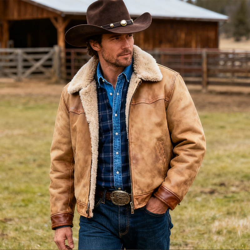 Men's Winter Retro Faux Suede Fleece Lined Jacket MTA0571K1P