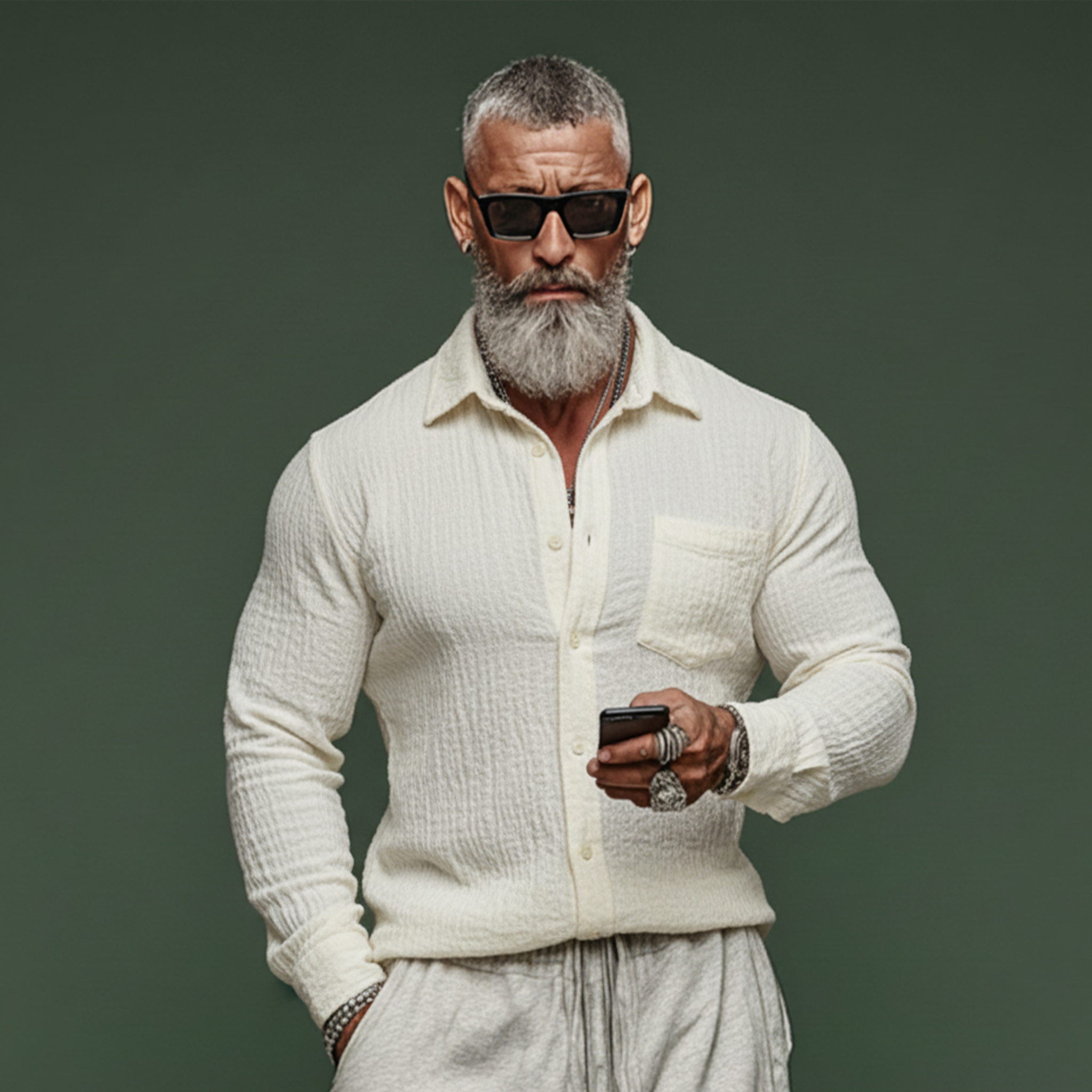 Men's Classic Casual Pleated Cotton Blend Long-Sleeve Shirt MTA1708K9K