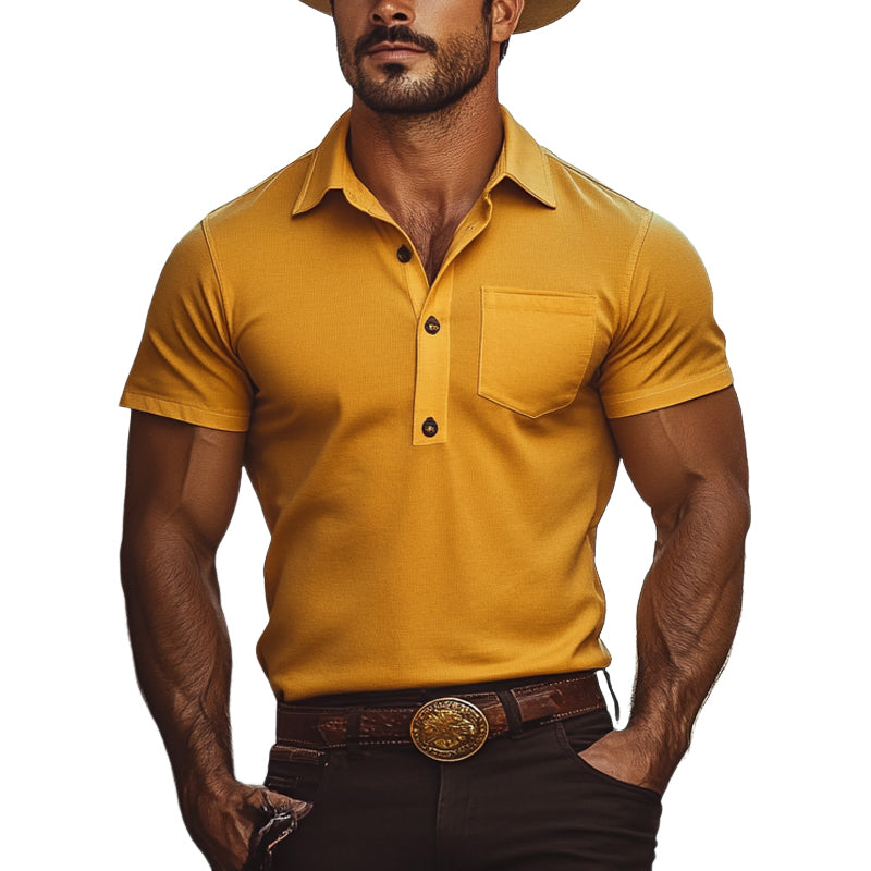 Men's Solid Color Casual Slim Short Sleeve POLO Shirt MTA2976D9X