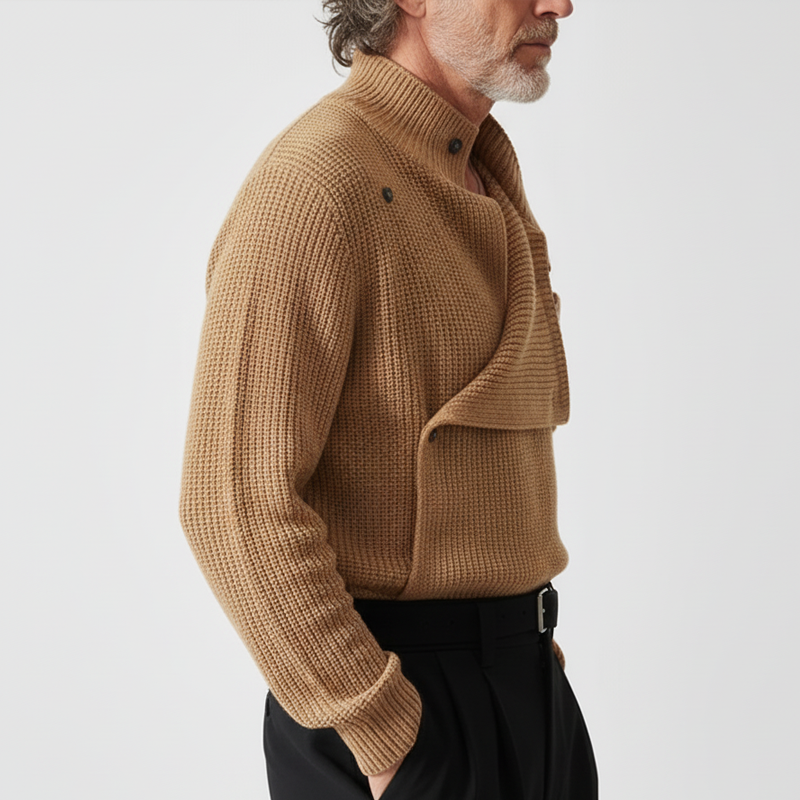 Men's Urban Style Camel Knit Sweater MTA1333K8U