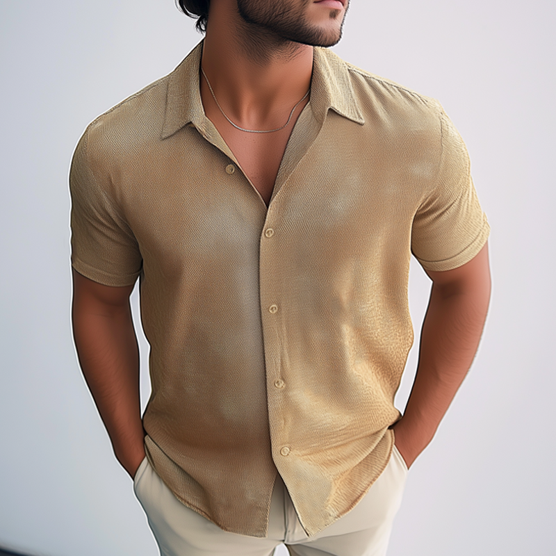 Men's Summer Twill Printed Casual Short Sleeve Shirt MTA0737F2U