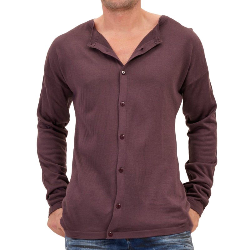 Men's Casual Comfortable Premium Fabric Collarless Long Sleeve Shirt 58049032F