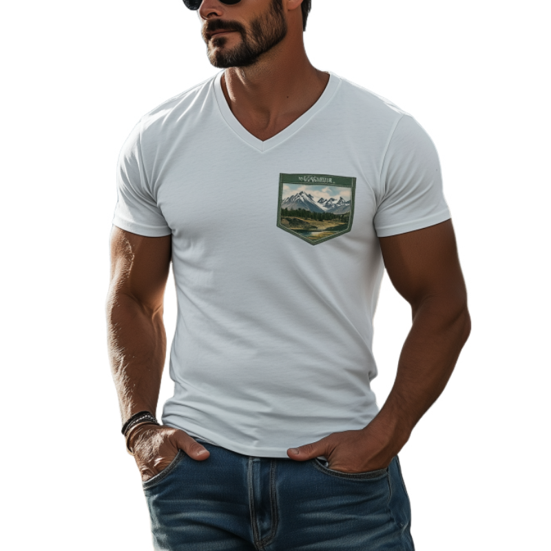 Men's Casual V-Neck Pocket Yellowstone Series Cotton Short Sleeve T-Shirt 76641420K