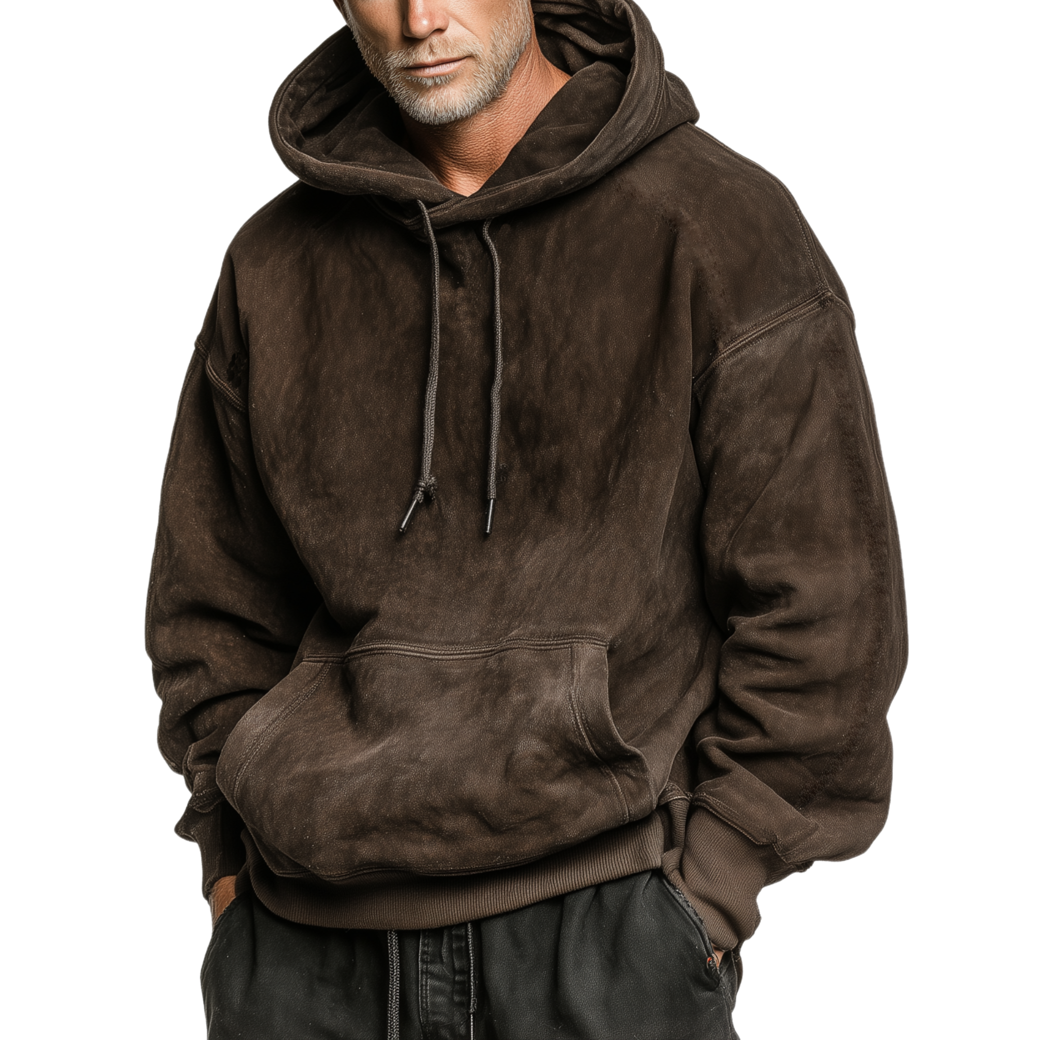 Men's Classic Casual Faux Suede Loose Hoodie MTA1326J7K