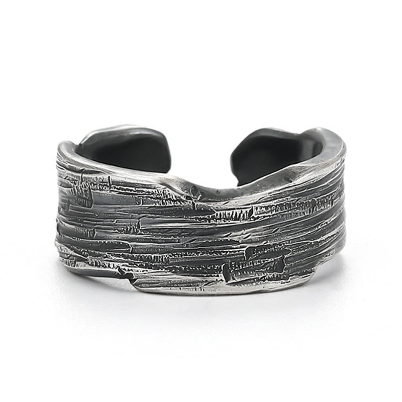 Men's Fashion Simple S925 Silver Adjustable Ring MTA3009F4M