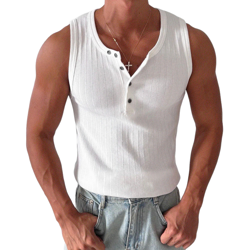 Men's Knitted Slim Fit Crew Neck Tank Top MTA0483G4X