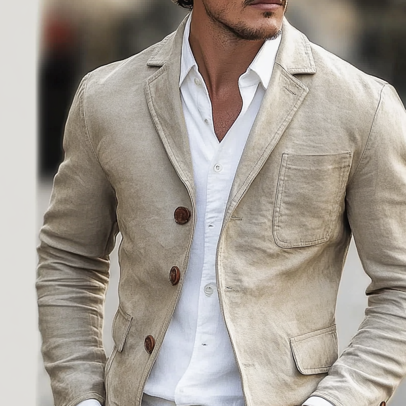 Men's Solid Color Casual Cotton Single-breasted Blazer MTA2076H0X