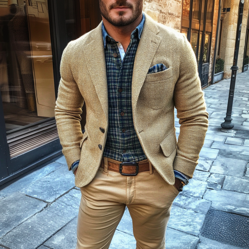 Men's Vintage Herringbone Blend Blazer MTA2681H3X