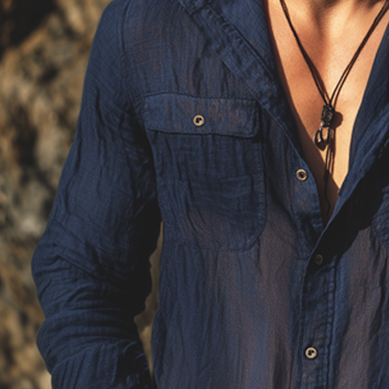 Men's Solid Color Sun Protection Chiffon Hooded Long-sleeved Shirt MTA0414H7U