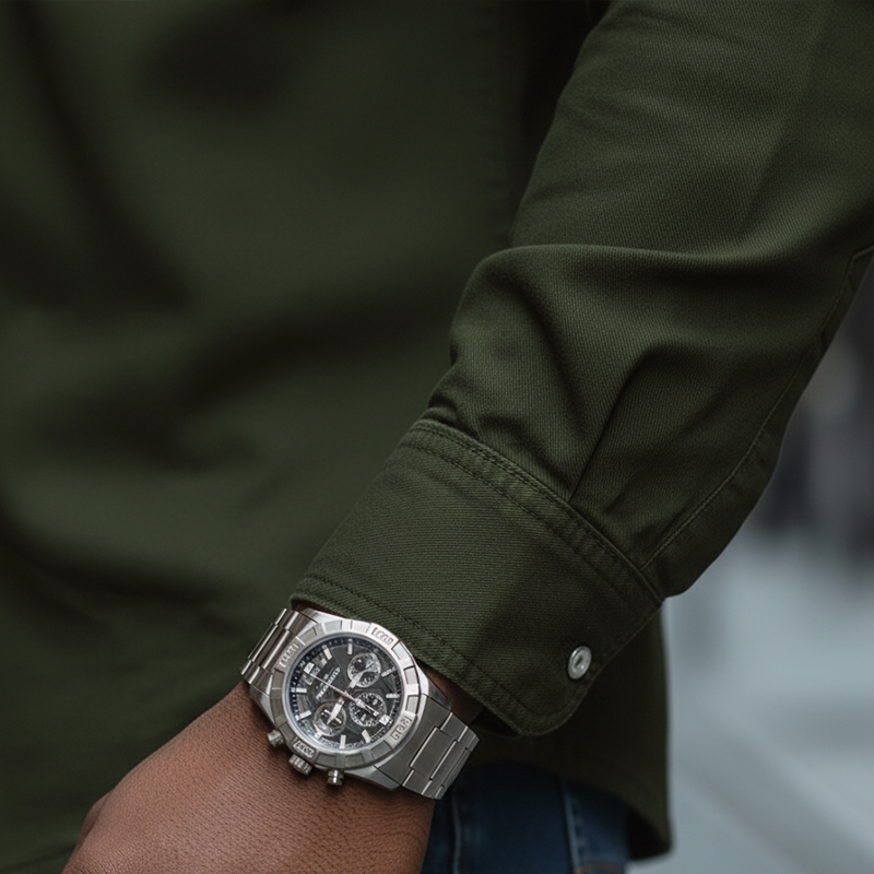 Men's Spring Fashion Twill 100% Cotton Long-Sleeve Shirt MTZ2247A3P