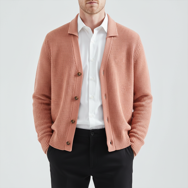Men's Winter Fashion Waffle Texture Cotton Knit Cardigan MTA2067J1P