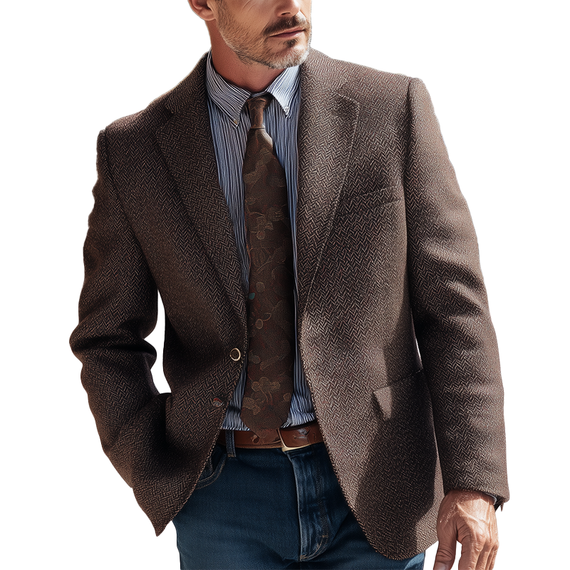 Men's Autumn And Winter Simple Tweed Business Suit Jacket MTA0860I2P