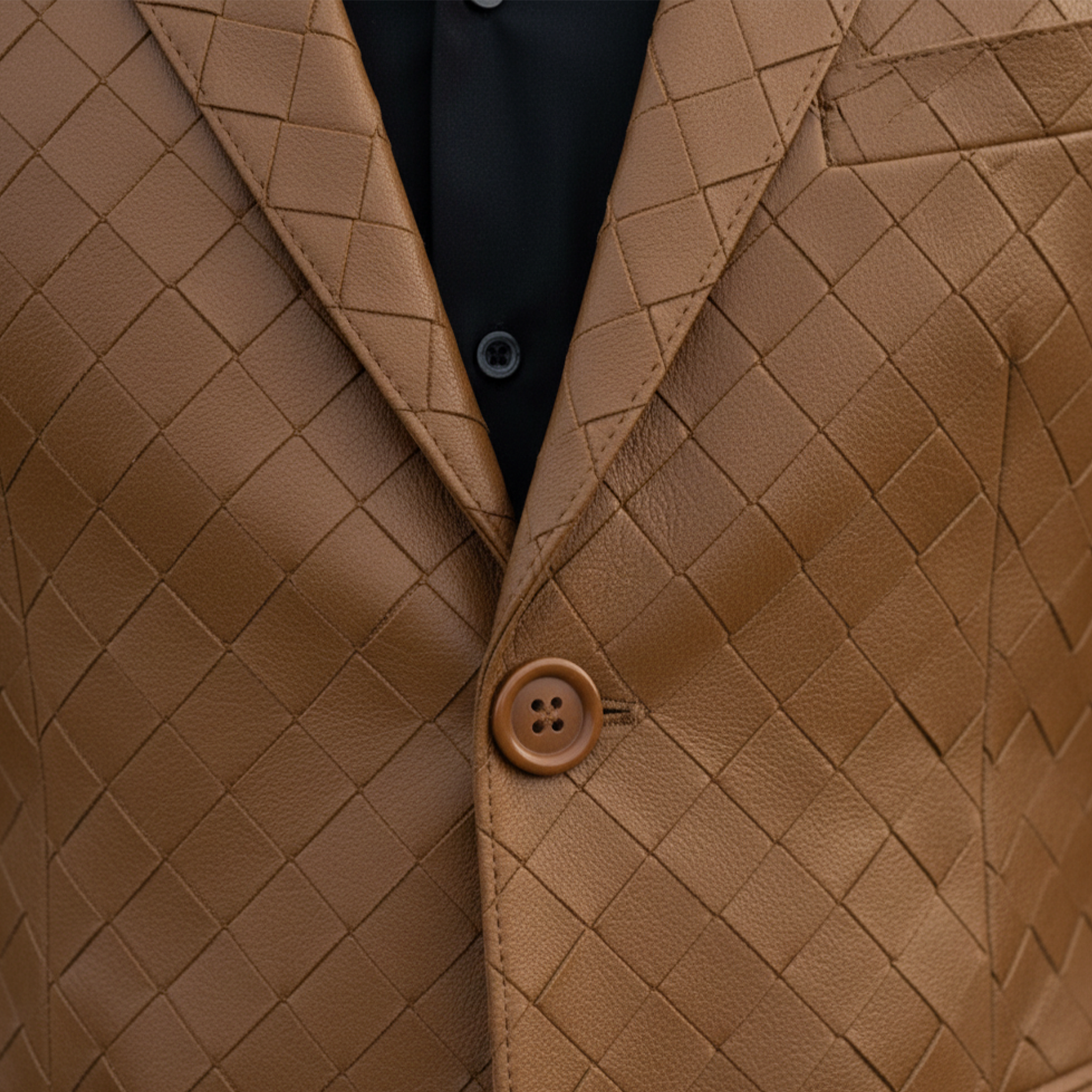Men's Classic Retro Check Texture PU Leather Slim Fit Single-breasted Blazer MTA1647I9K