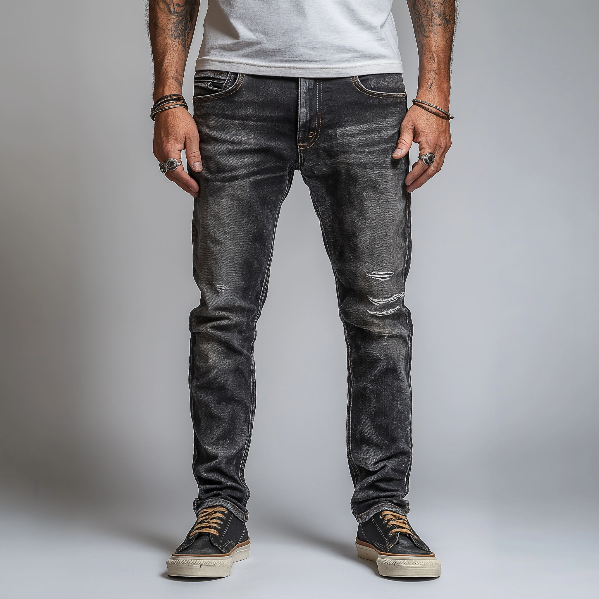 Men's Vintage Washed Ripped Jeans MTA2901G9P