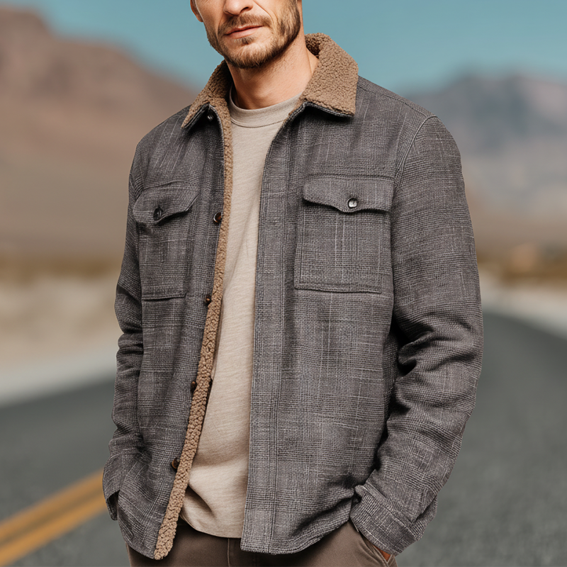 Men's Winter Fashion Plaid Polar Fleece Lined Shirt Jacket MTA2543I0P