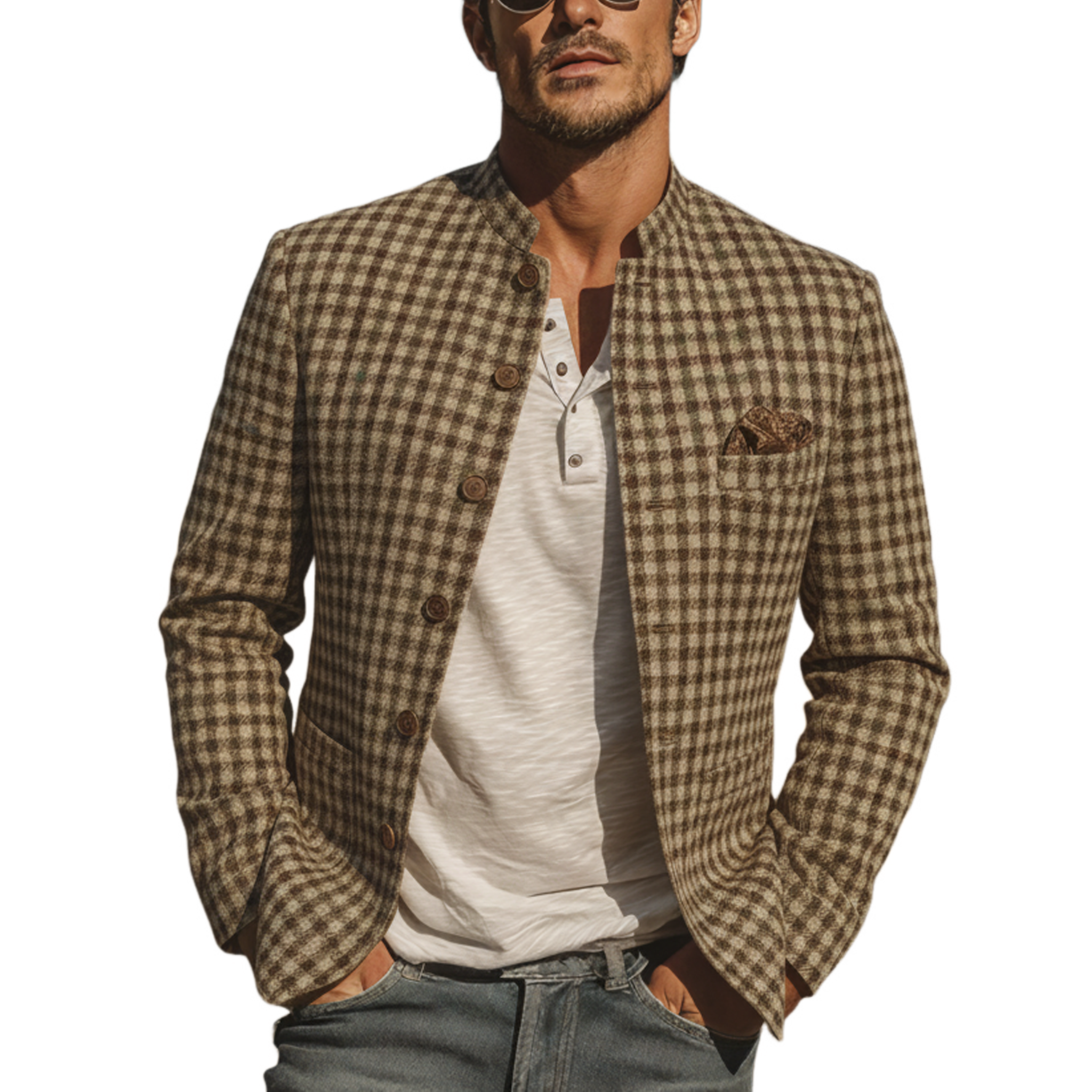 Men's Classic Vintage-style Wool-blend Stand-collar Jacket MTA1121L6K