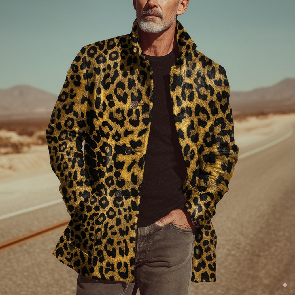 Men's Autumn And Winter Fashionable Leopard Print PU Leather Jacket (lined) MTA1949I9P