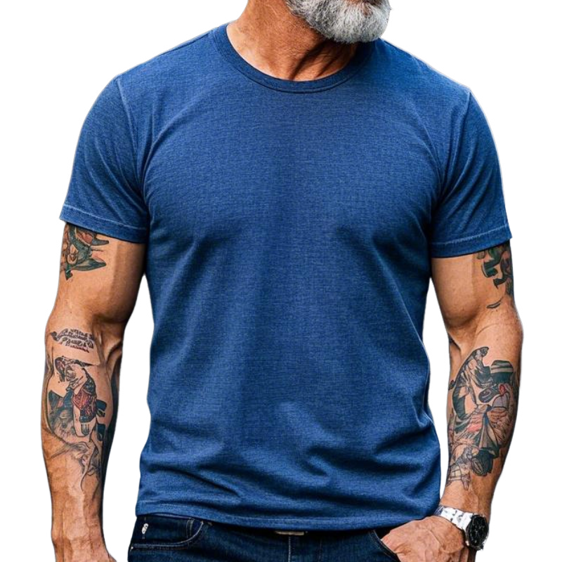 Men's Vintage Casual Round Neck Cotton Blend Short-sleeved T-shirt 60017696F