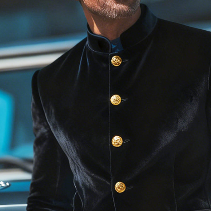 Men's Retro Casual Velvet Stand Collar Jacket MTA2548K8TO