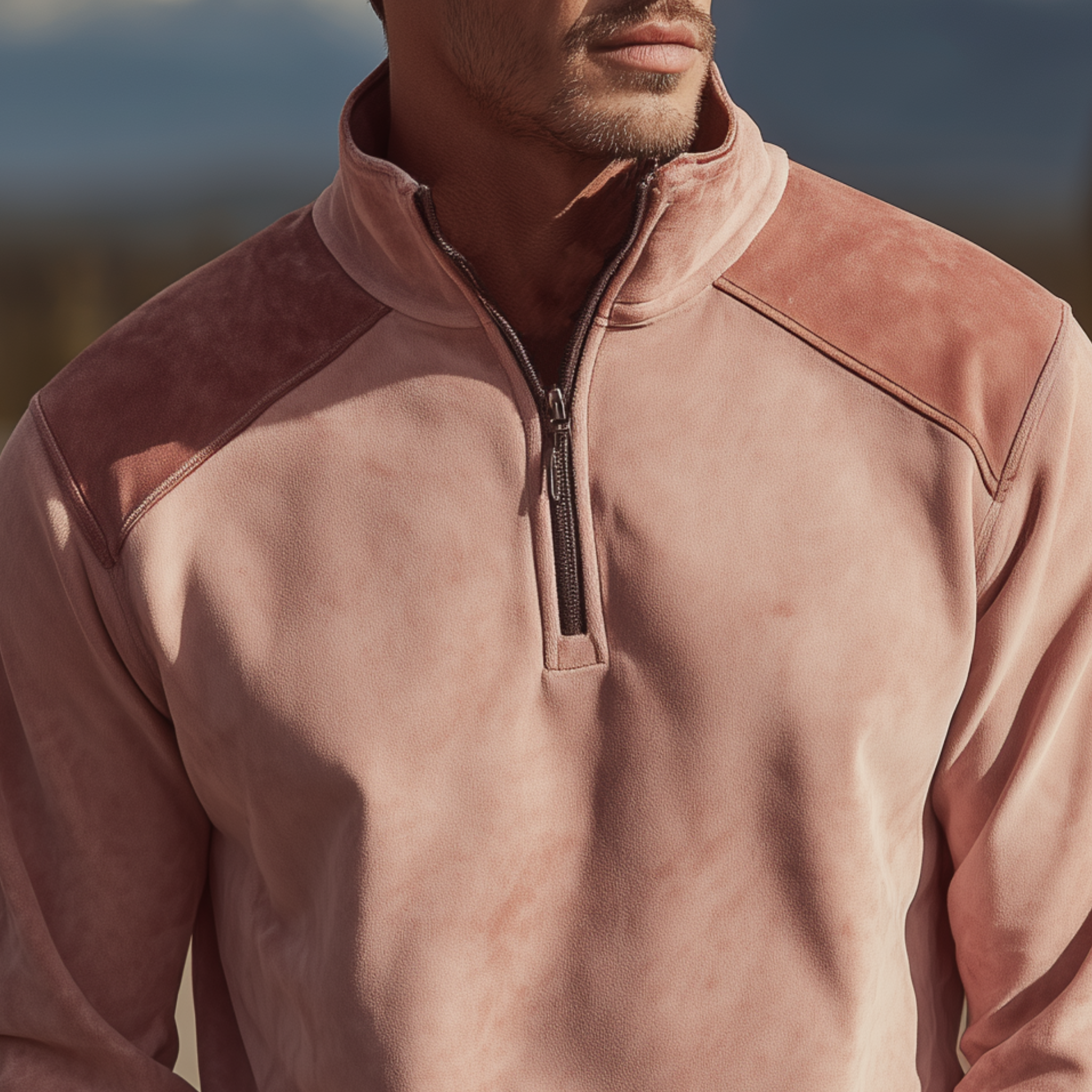 Men's Classic Retro Suede Stand Collar Zipper Sweatshirt MTA0615H7K