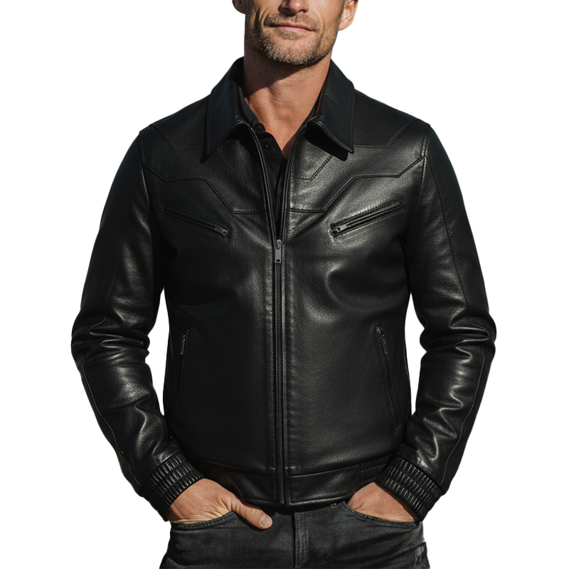 Men's Autumn And Winter Fashion Lapel PU Leather Jacket (with Lining) MTA2338I4P
