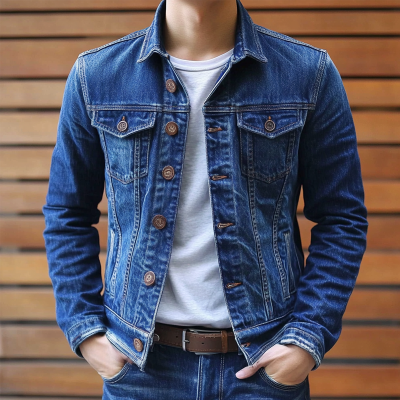 Men's Vintage Washed Single Breasted Lapel Jacket MTA0127I3X