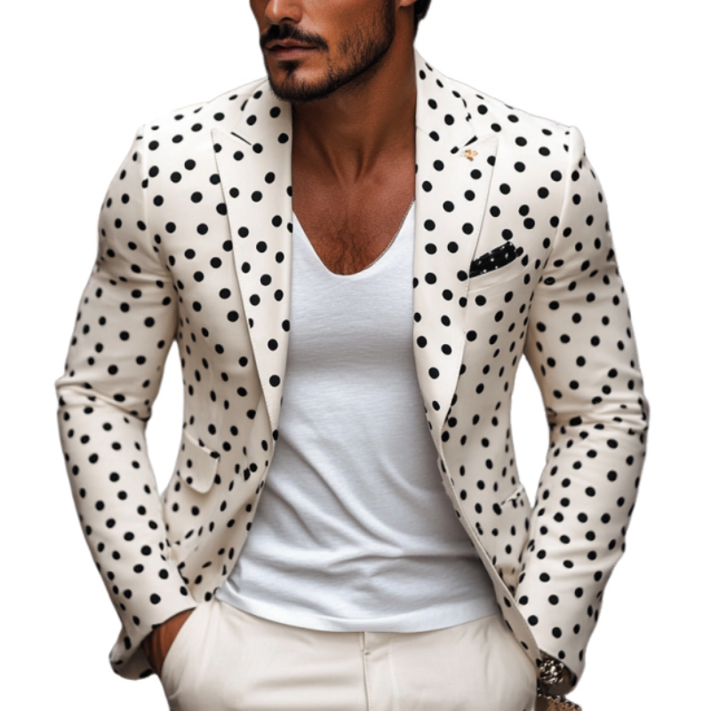 Menn Stilfull Slim Fit Polka Dot Peak Krage Blazer 43075261Y