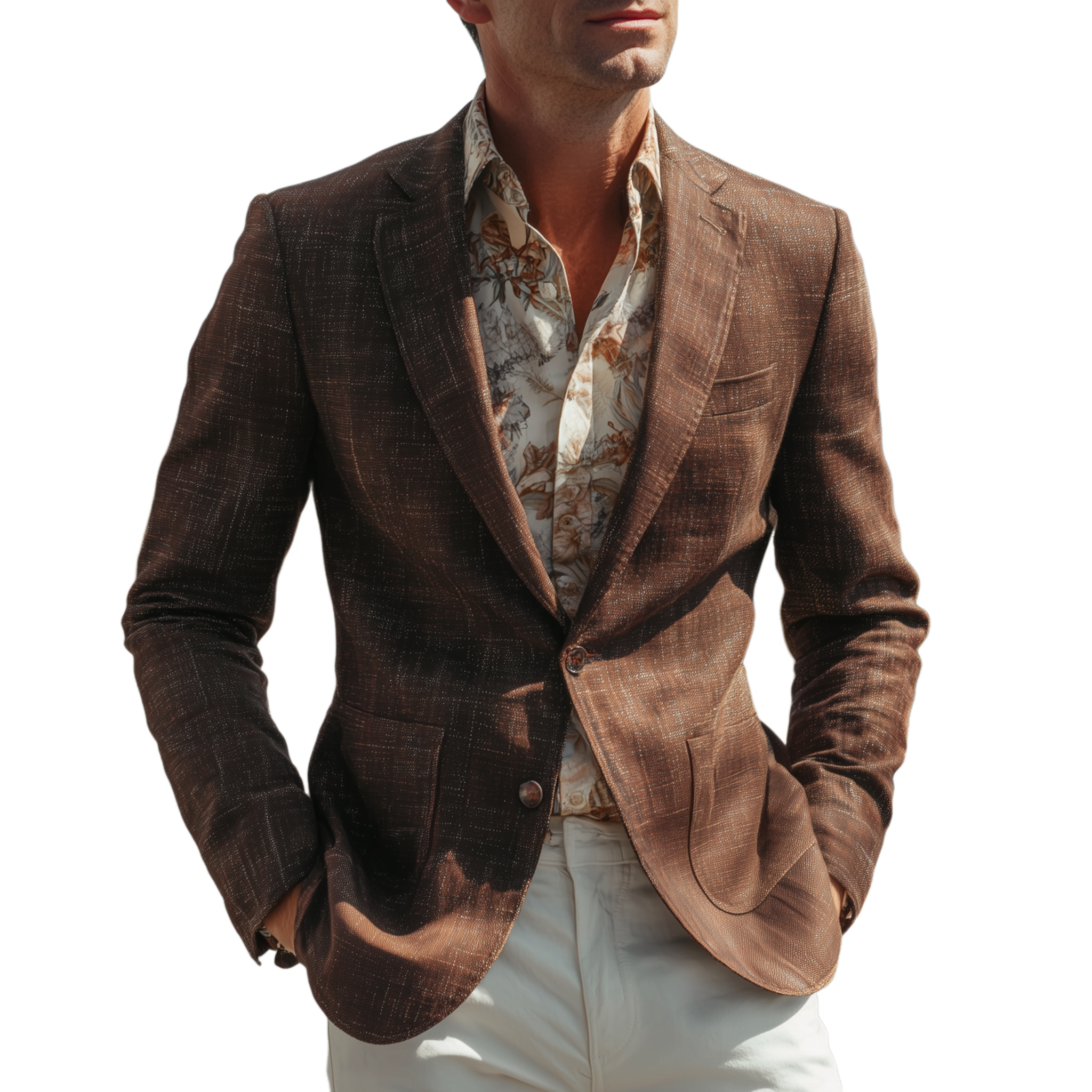 Men's Classic Casual Cotton Blend Textured Single-breasted Blazer MTA2954H7K
