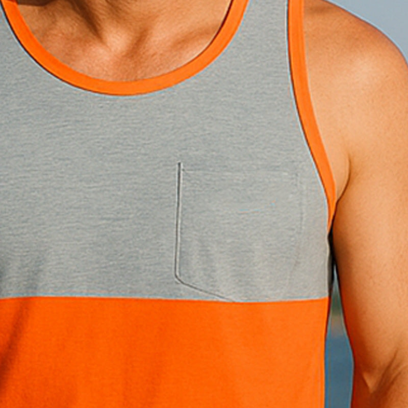 Men's Summer Outdoor Sports Splicing Cotton Tank Top MTA0342F3P