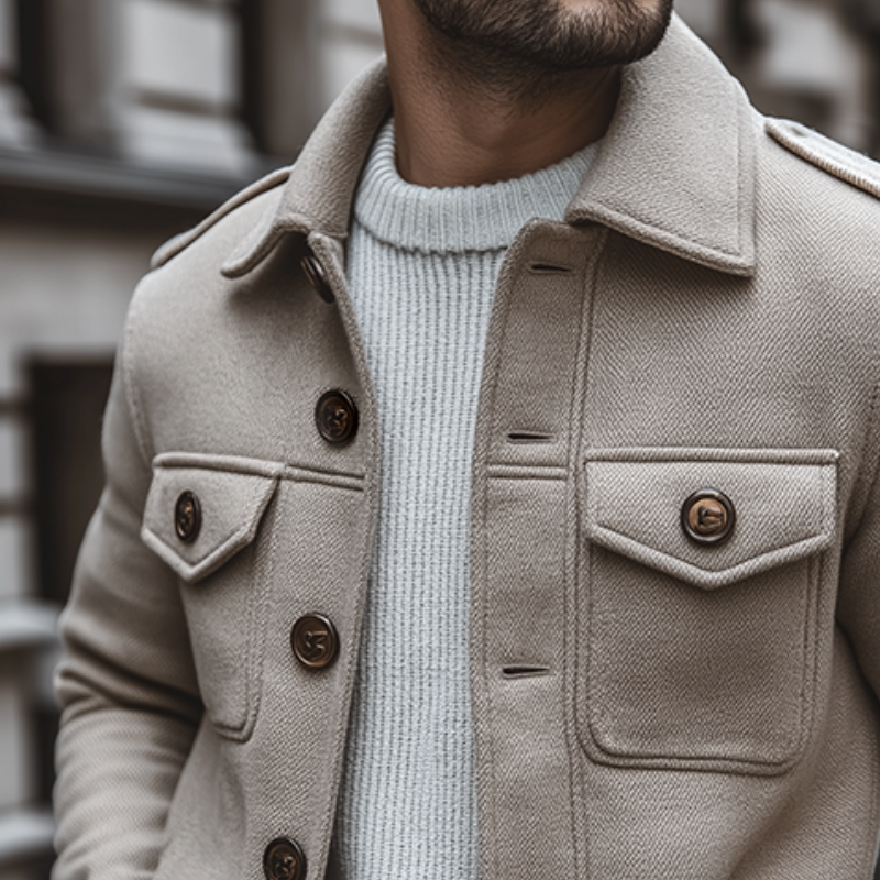 Men's Retro Casual Street Style Multi-Pocket Lapel Jacket MTA1118J7TO