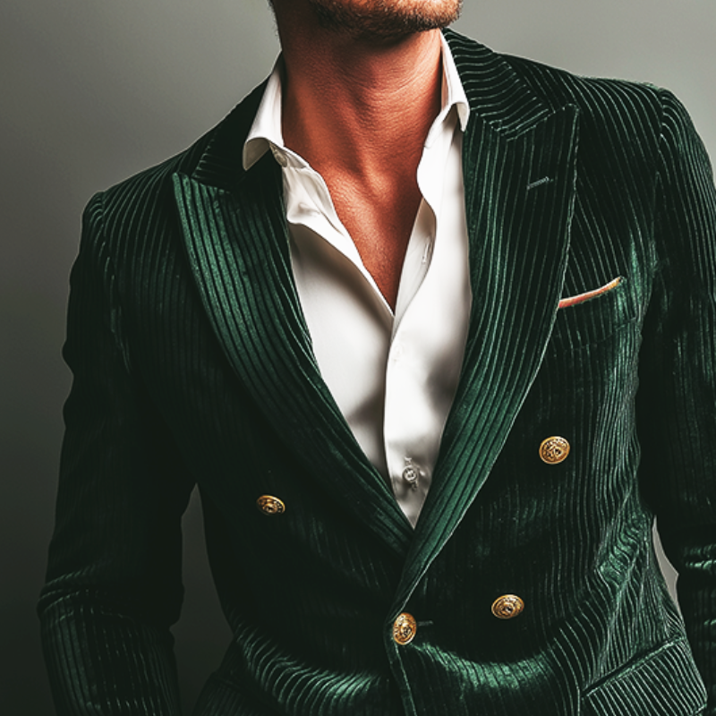 Men's Retro Casual Velvet Ribbed Blazer MTA1261K8TO