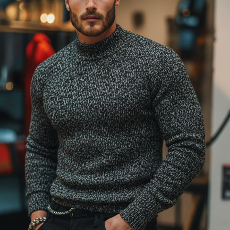 Men's Fashion Colorful Polyester Faux Wool Slim-fit Half-Turtleneck Sweatshirt MTA1790J4P