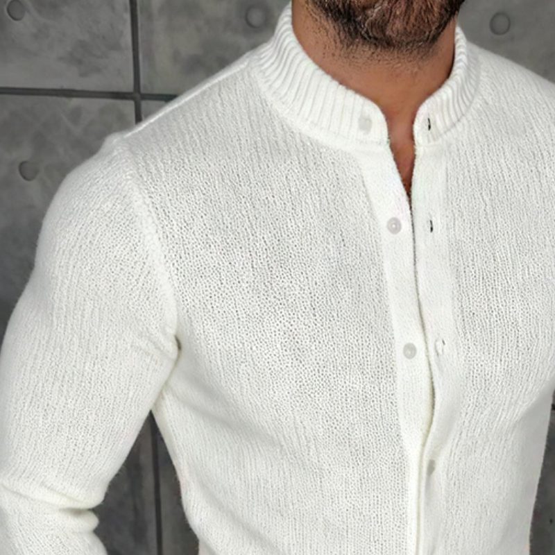 Men's Retro Casual Knitted Shirt With Stand Collar Cardigan MTA1140K6TO