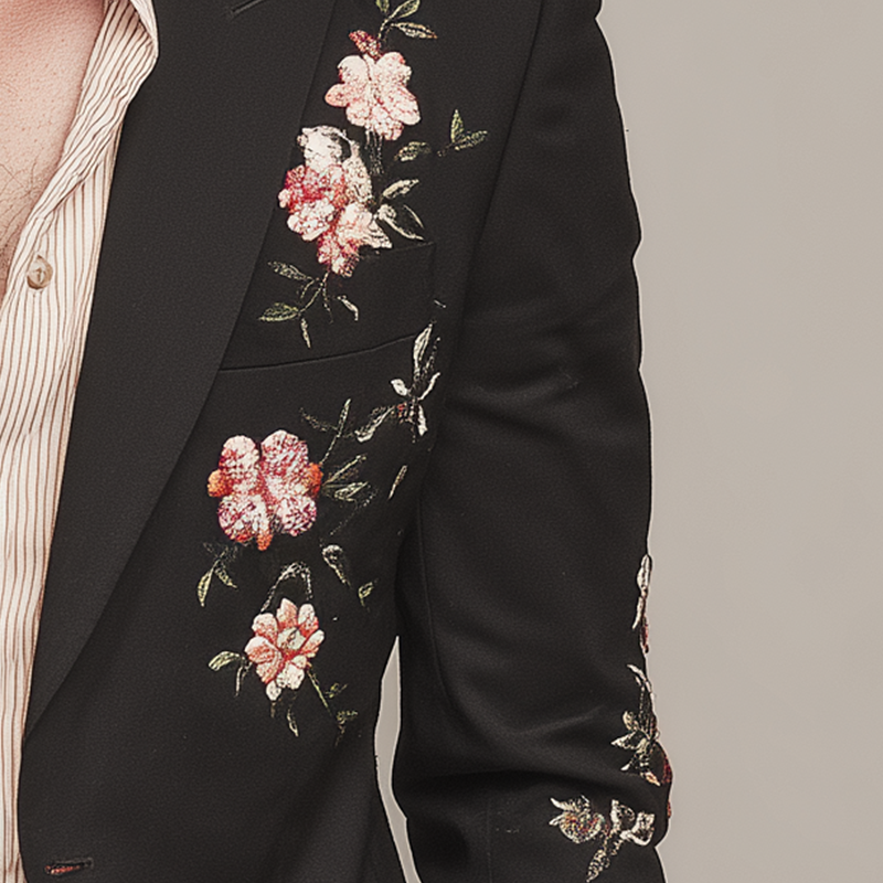 Men's Simple Fashion Embroidered Wedding Blazer MTA1536H1P