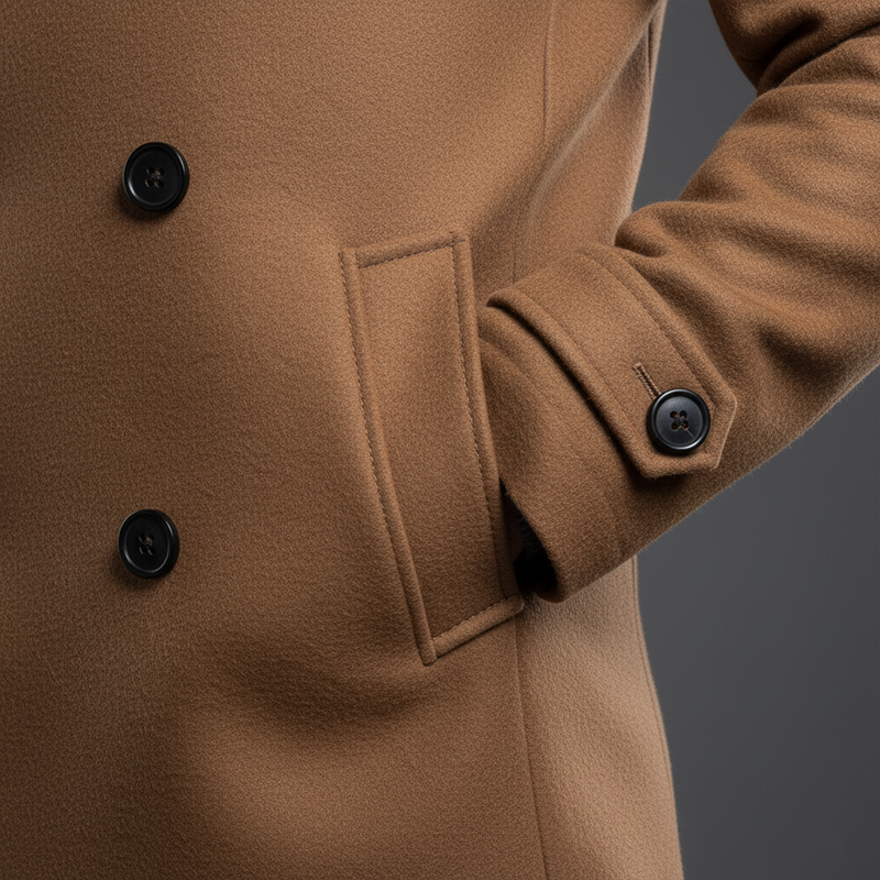 Men's Winter Fashion Contrast Color Stitching Faux Wool Double-breasted Coat MTA2827I8P