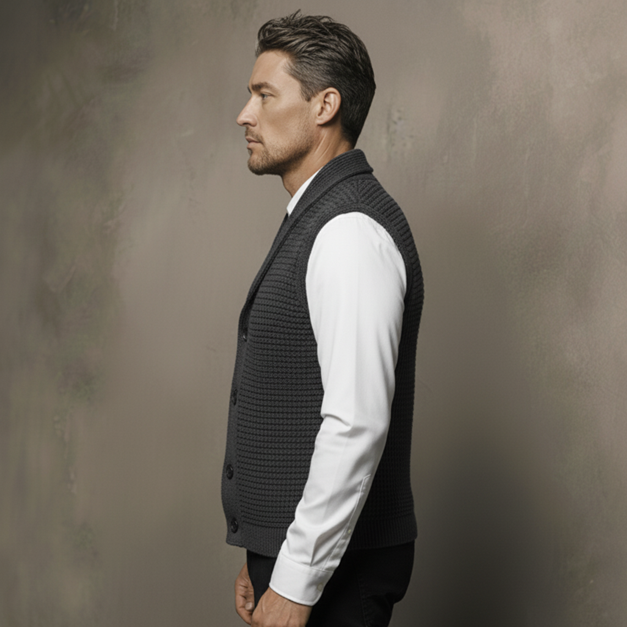 Men's Classic Retro Shawl Collar Knitted Vest MTA1201K8K