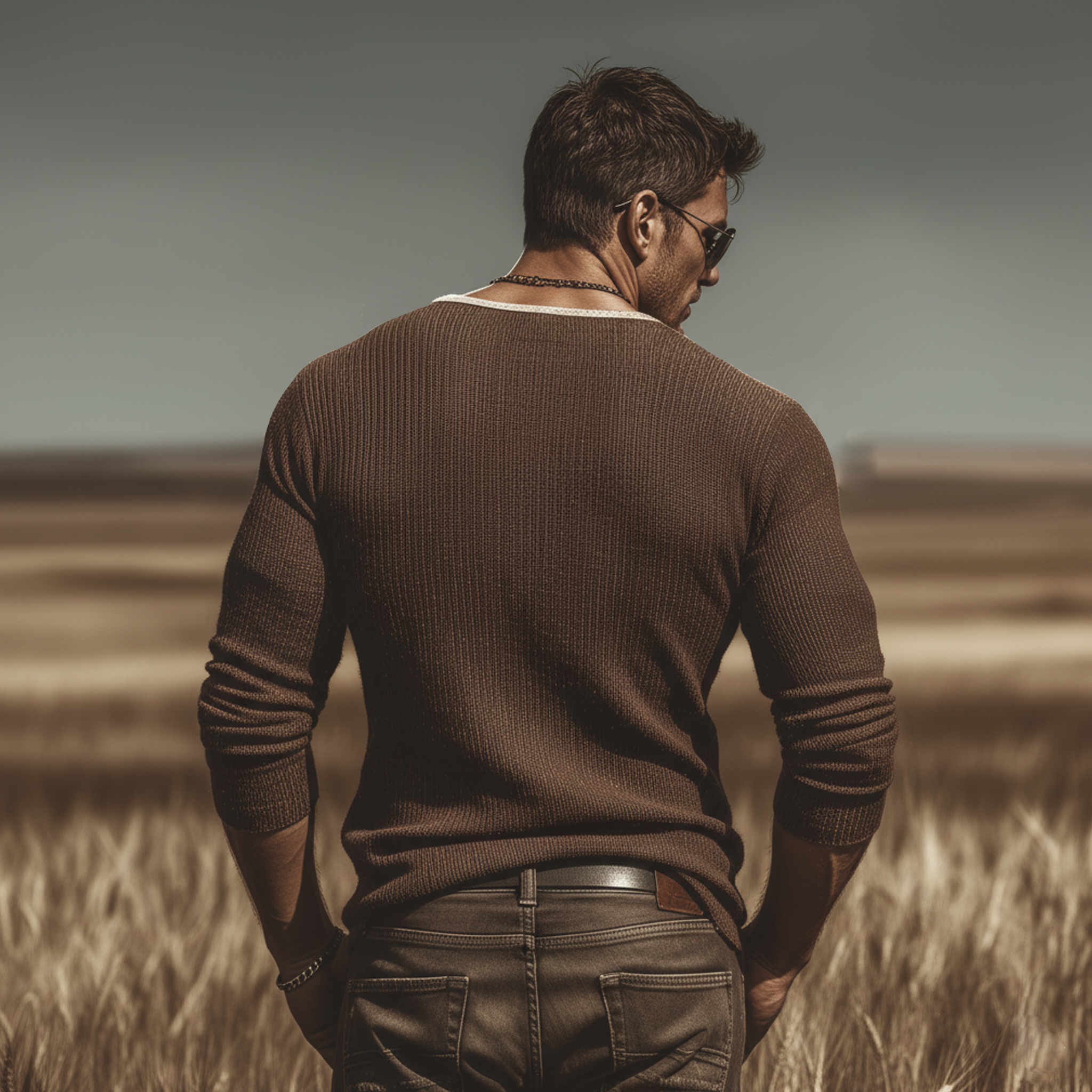 Men's Classic Casual Henley Neck Ribbed Slim-fit Long-sleeved T-shirt MTA1717L9K