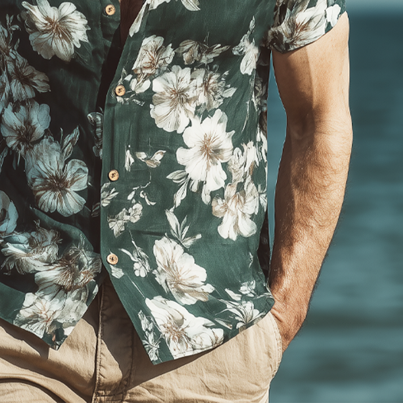 Men's Summer Lightweight Floral Print Short Sleeve Shirt MTA0340G0U