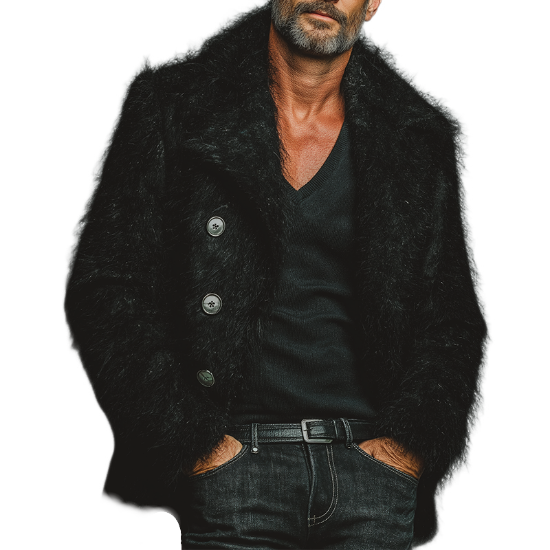 Men's Retro Casual Plush Large Lapel Button Jacket MTA2847J6TO