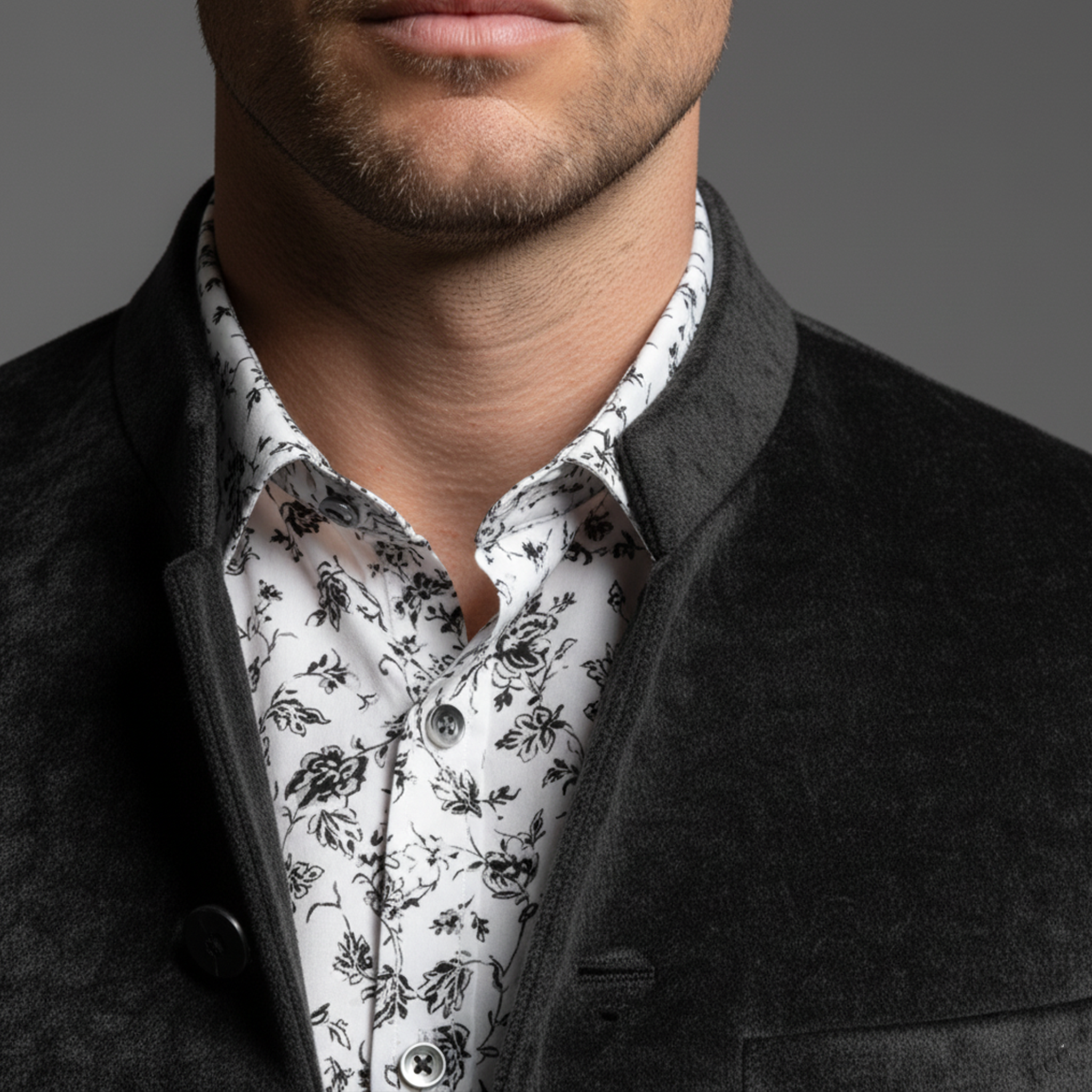 Men's Classic Light Business Chenille Blend Stand Collar Single Breasted Jacket MTA2272I9K